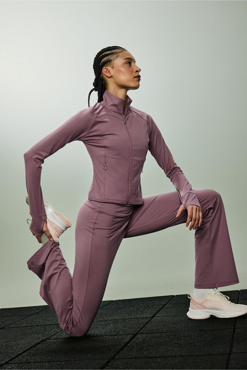 DeFacto Pink Woman Slim Fit Soft Fleece Lined Long Sleeves Sports Zip Up Sweatshirt Casual - Image 2